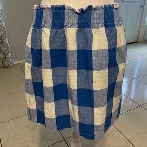 J. Crew Gingham Spring Linen Blend Skirt